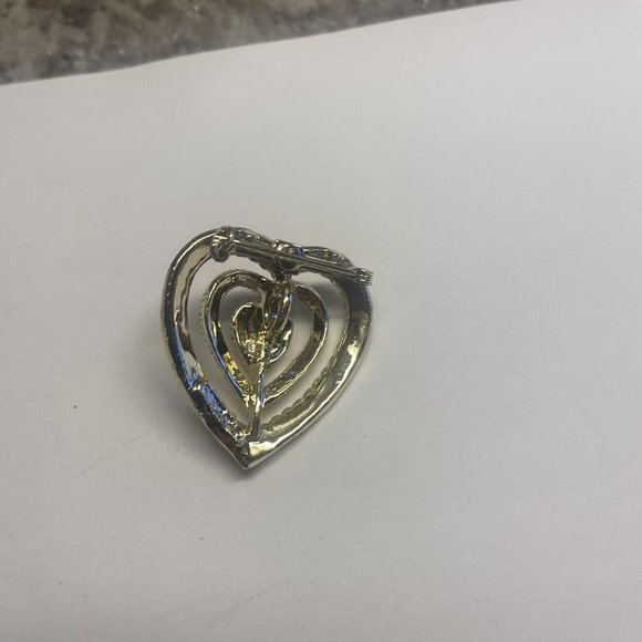 Vintage - Signed Gerry’s - Brooch Pin Gold Tone - Heart - Picture 8 of 10